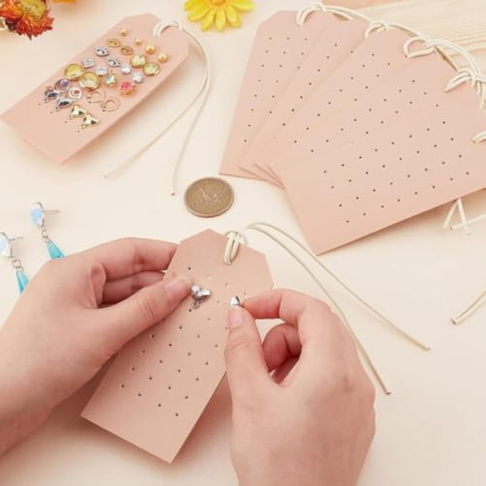 2pcs Portable Leather Earring Holders, Travel Organizer